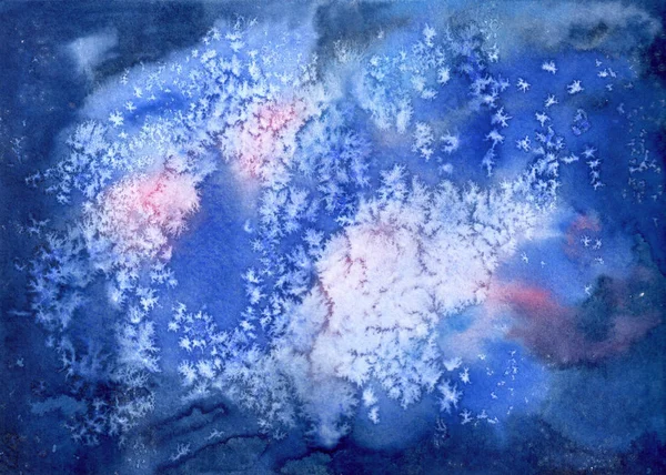 Parlayan yıldız ile suluboya kozmik doku.