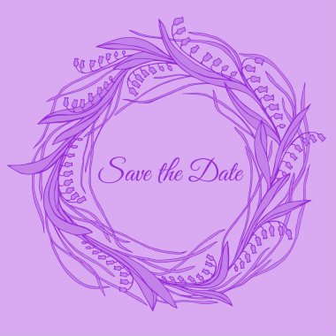 Handdrawn çelenk vektörde yaptı. Benzersiz dekorasyon için tebrik kartı, düğün davetiyesi, kaydetme tarihi.