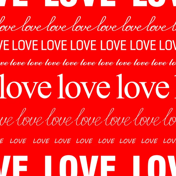 Απρόσκοπτη ρομαντική μοτίβο για την ημέρα του Αγίου Βαλεντίνου με τη λέξη αγάπη — Διανυσματικό Αρχείο
