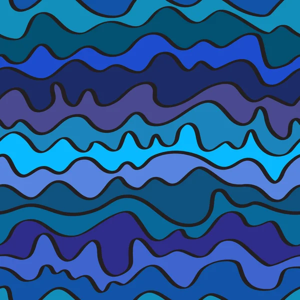 Seamless positive vector of wavy lines, abstract liquid pattern, bright background of curves — 스톡 벡터