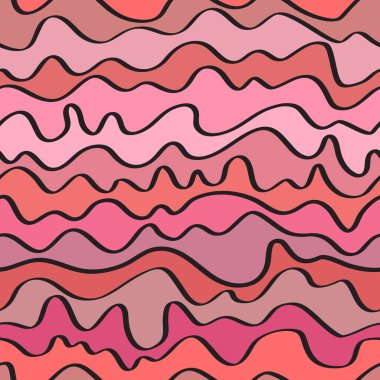 Dalgalı çizgilerin kusursuz pozitif vektörü, soyut sıvı desen, kıvrımların parlak arkaplanı