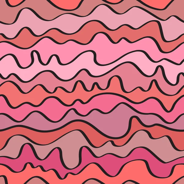 Seamless positive vector of wavy lines, abstract liquid pattern, bright background of curves — 스톡 벡터