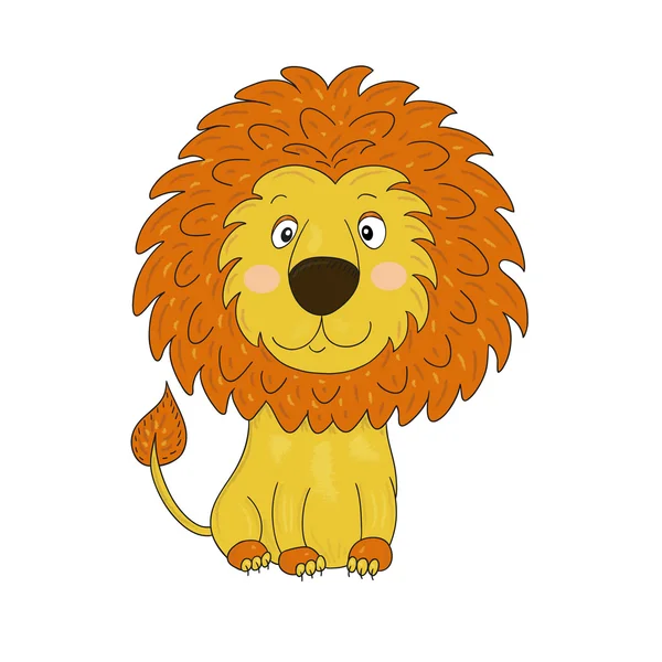 Mignon dessin animé lion. Illustration vectorielle . — Image vectorielle