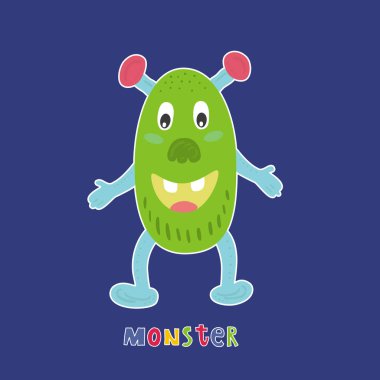 Sevimli canavar karikatür tarzı. vektör yazdırma