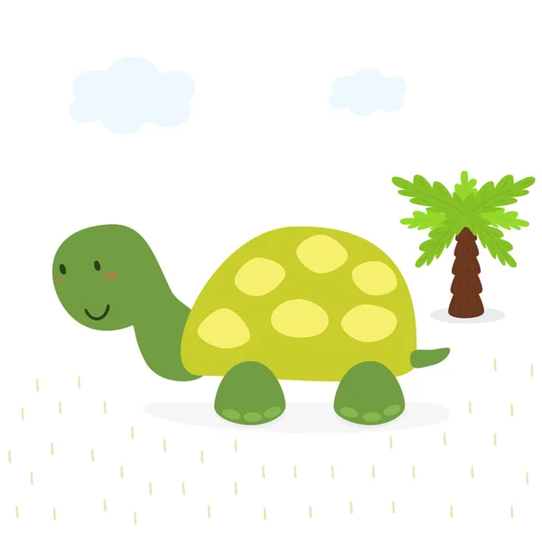 Divertente stampa tartaruga in stile cartone animato — Vettoriale Stock