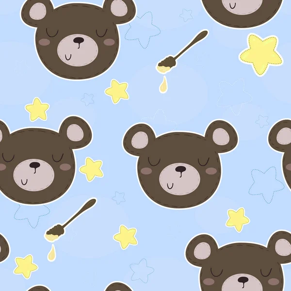 Schattig naadloos patroon met grappige teddybeer. vectorillustratie — Stockvector