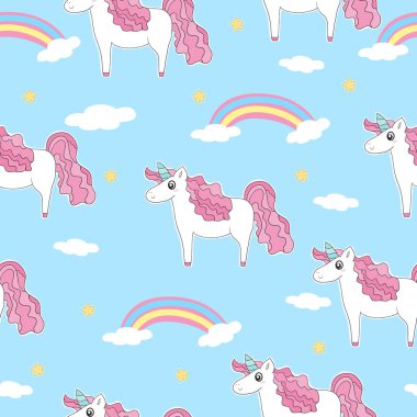 şirin tek boynuzlu at vektör desen