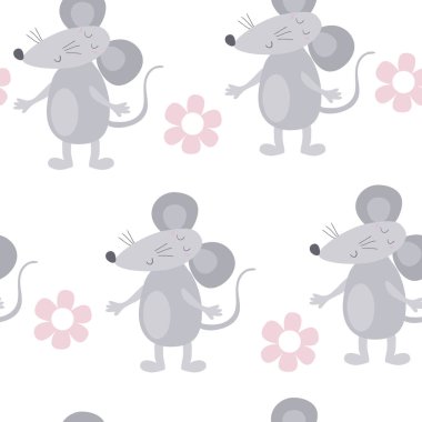 Şirin el çizilmiş doodle fare seamless modeli
