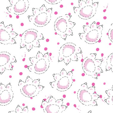 Doodle kedi pençe saplan desen arka plan.