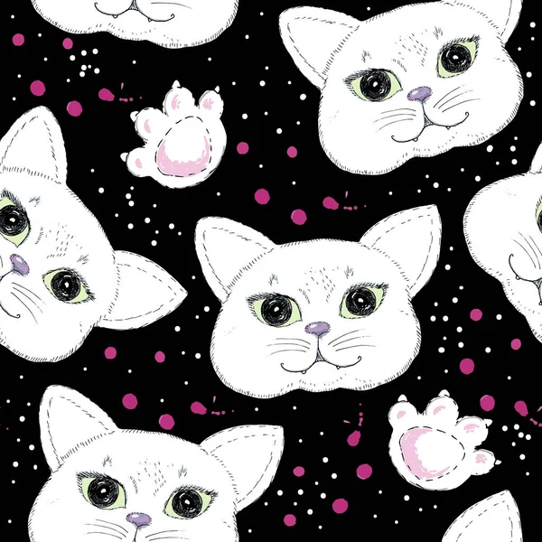 Cute cats seamless pattern background