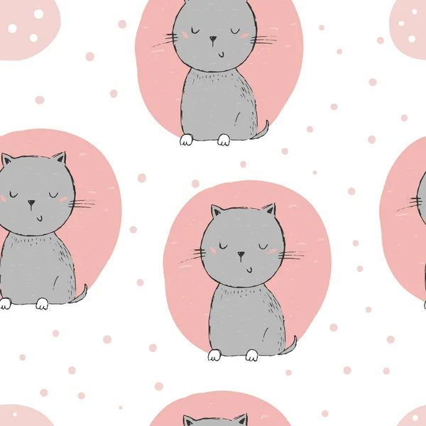 Χαριτωμένα γάτες απρόσκοπτη μοτίβο φόντου — Διανυσματικό Αρχείο