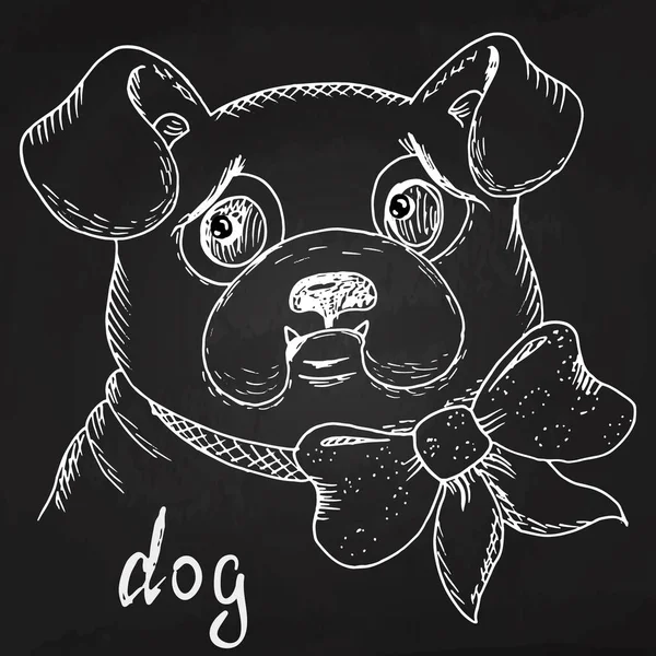 Dibujo vectorial en blanco y negro de un perro. Ilustración vectorial — Archivo Imágenes Vectoriales