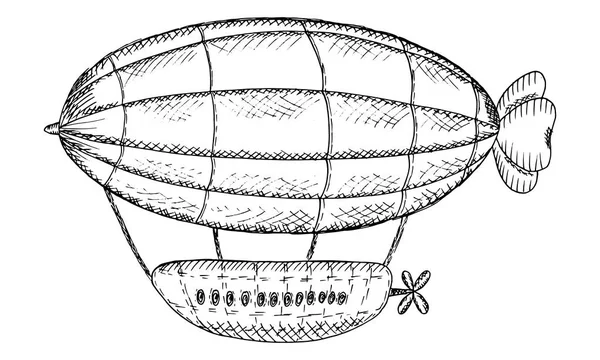 Hand Drawn Sketch airship, Vector Illustration — Stock Vector
