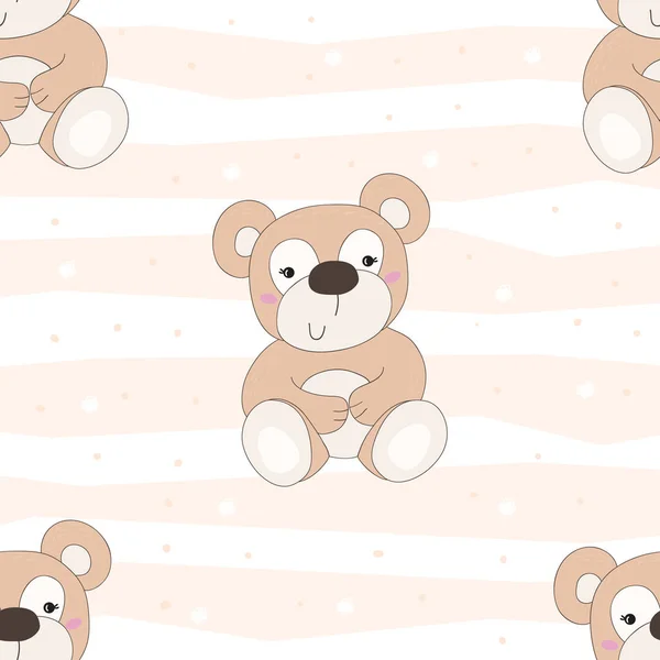 Niedliches nahtloses Muster mit lustigem Teddybär. Vektorillustration — Stockvektor