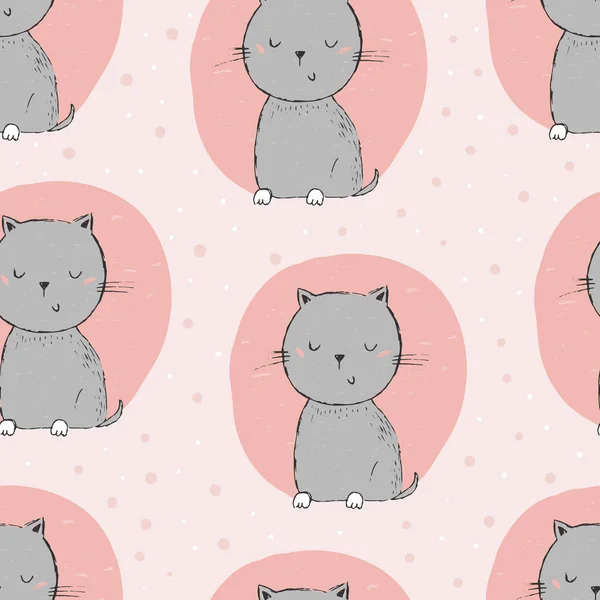 かわいい猫のシームレスなパターン背景 — ストックベクタ