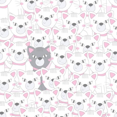 Şirin kediler renksiz desenli arka plan