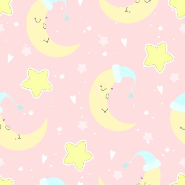 sorunsuz ay ve yıldızlar desen vektör çizim