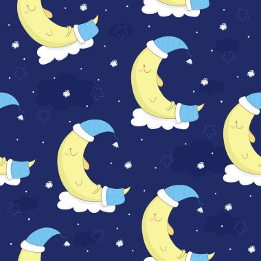 sorunsuz ay ve yıldızlar desen vektör çizim