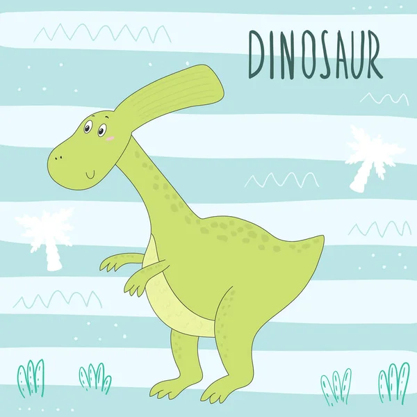 Graziosa illustrazione di dinosauro disegnato a mano. stampa vettoriale — Vettoriale Stock
