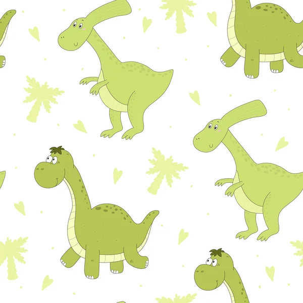 Aranyos zökkenőmentes minta vicces dinoszauruszok. vektoros illusztráció. — Stock Vector