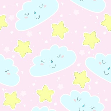 sorunsuz bulutlar ve yıldız desen vektör çizim