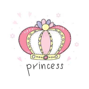 Elle çizilmiş Prenses tacı, vektör yazdırma