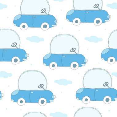 retro çizgi film araba ile Seamless modeli. vektör yazdırma.
