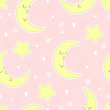 sorunsuz ay ve yıldızlar desen vektör çizim