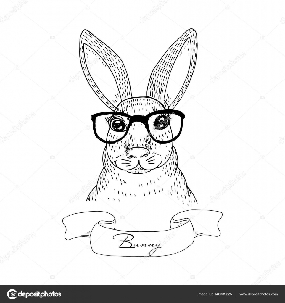 Vintage Rabbit sketch. Hand drawn vector illustration. Vector Print