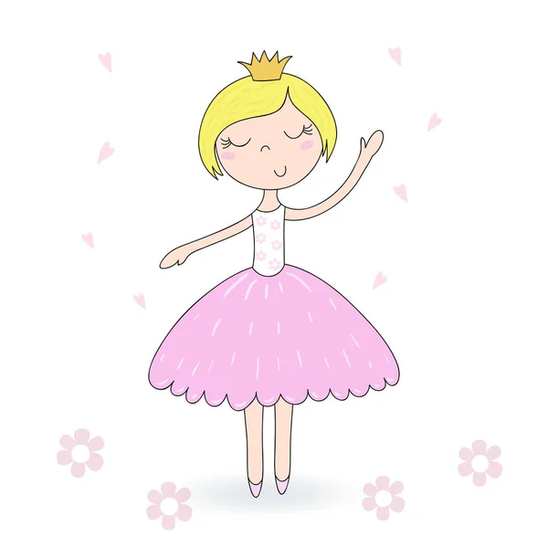 Cute hand drawn with cute little girl vector illustration. — Stock Vector