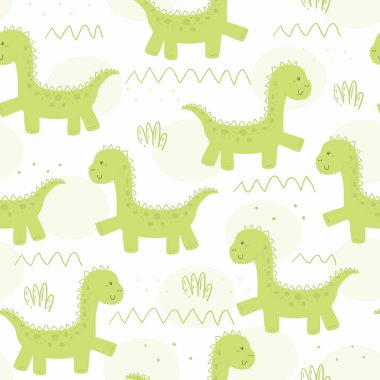 Komik dinozorlar ile şirin seamless modeli. vektör çizim.
