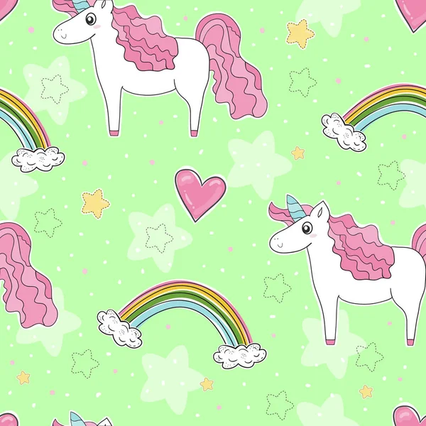 Cute unicorn vector pattern — Stock Vector