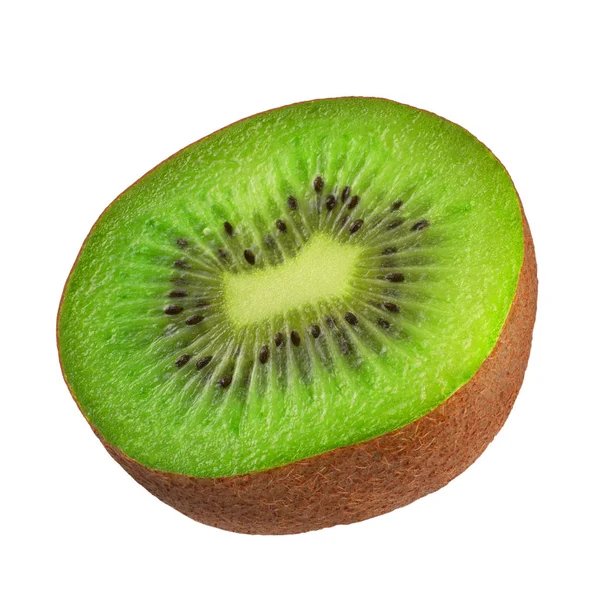 Isolierte Kiwi. eine halbierte Kiwi-Frucht isoliert auf weißem Hintergrund mit Schneideweg — Stockfoto