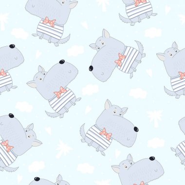 Şirin seamless modeli ile komik köpek.