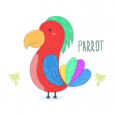 Çizgi film sevimli papağan. vektör yazdırma