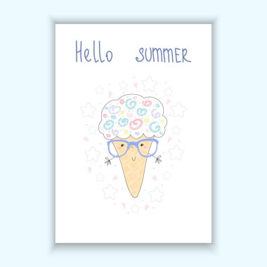 el dondurma vektör çizim çekilmiş. vektör yazdırma