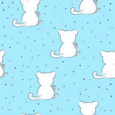 Komik kedi ile şirin seamless modeli. vektör çizim.