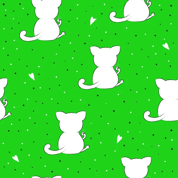 Komik kedi ile şirin seamless modeli. vektör çizim. — Stok Vektör