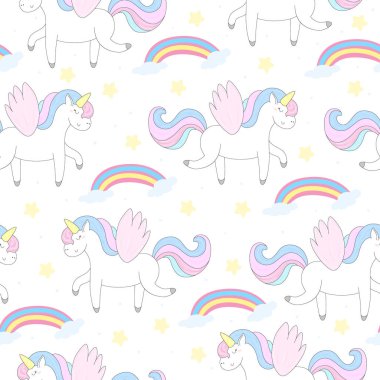 şirin tek boynuzlu at vektör desen