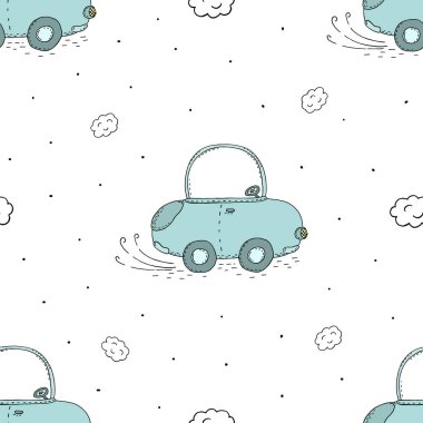 retro çizgi film araba ile Seamless modeli. vektör yazdırma.