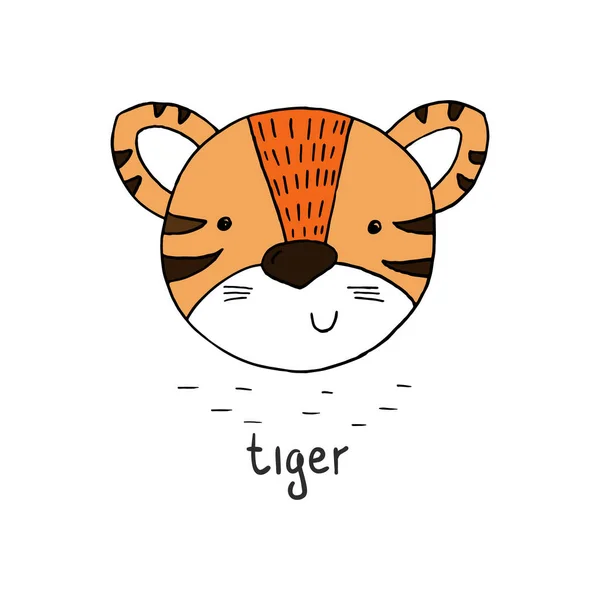 Zabawny Tygrys cute kreskówki stylu. Drukuj wektor — Wektor stockowy