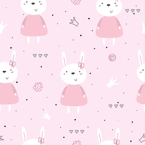 Seamless pattern with cute little bunny. vector illustration — Stock Vector