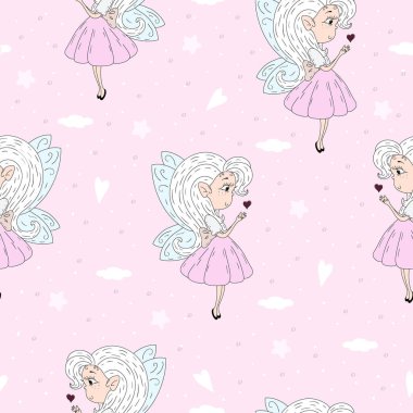 çizgi film olumlu seamless modeli ile sevimli peri.