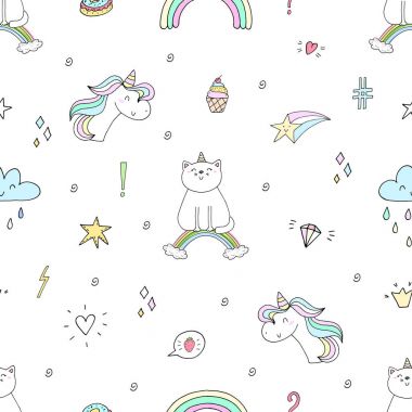 şirin tek boynuzlu at vektör desen