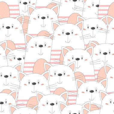 Şirin kediler renksiz desenli arka plan