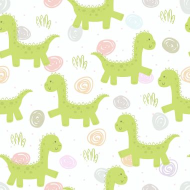Komik dinozorlar ile şirin seamless modeli. vektör çizim.