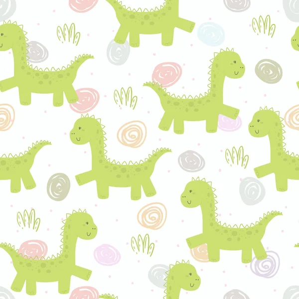 Komik dinozorlar ile şirin seamless modeli. vektör çizim.