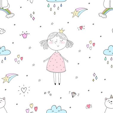 çizgi film olumlu seamless modeli ile şirin kızlar