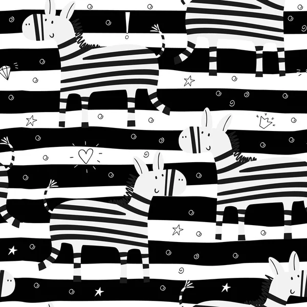 Rajzfilm zebra Seamless pattern — Stock Vector