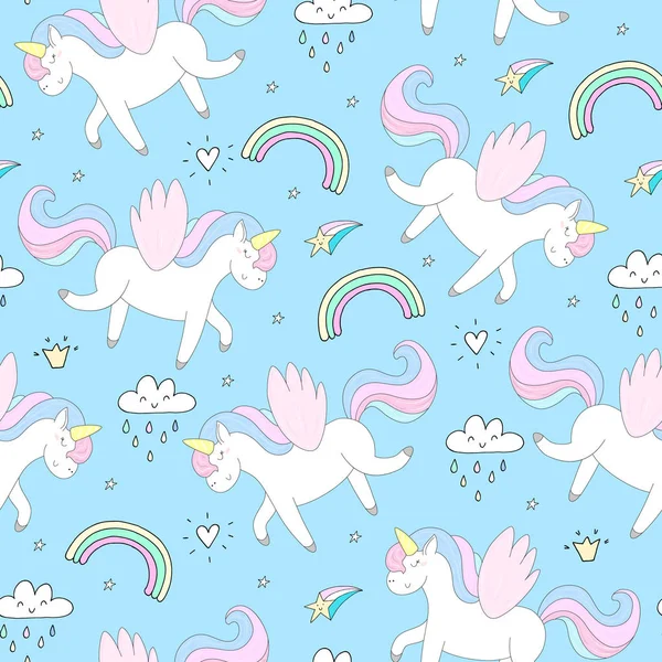 şirin unicorn üzerinde pembe bir adam. vektör desen